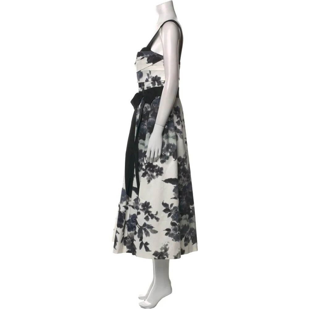 NWOT Carolina Herrera Cotton Floral Tea-Length Dress Sz 10 - Picture 9 of 16